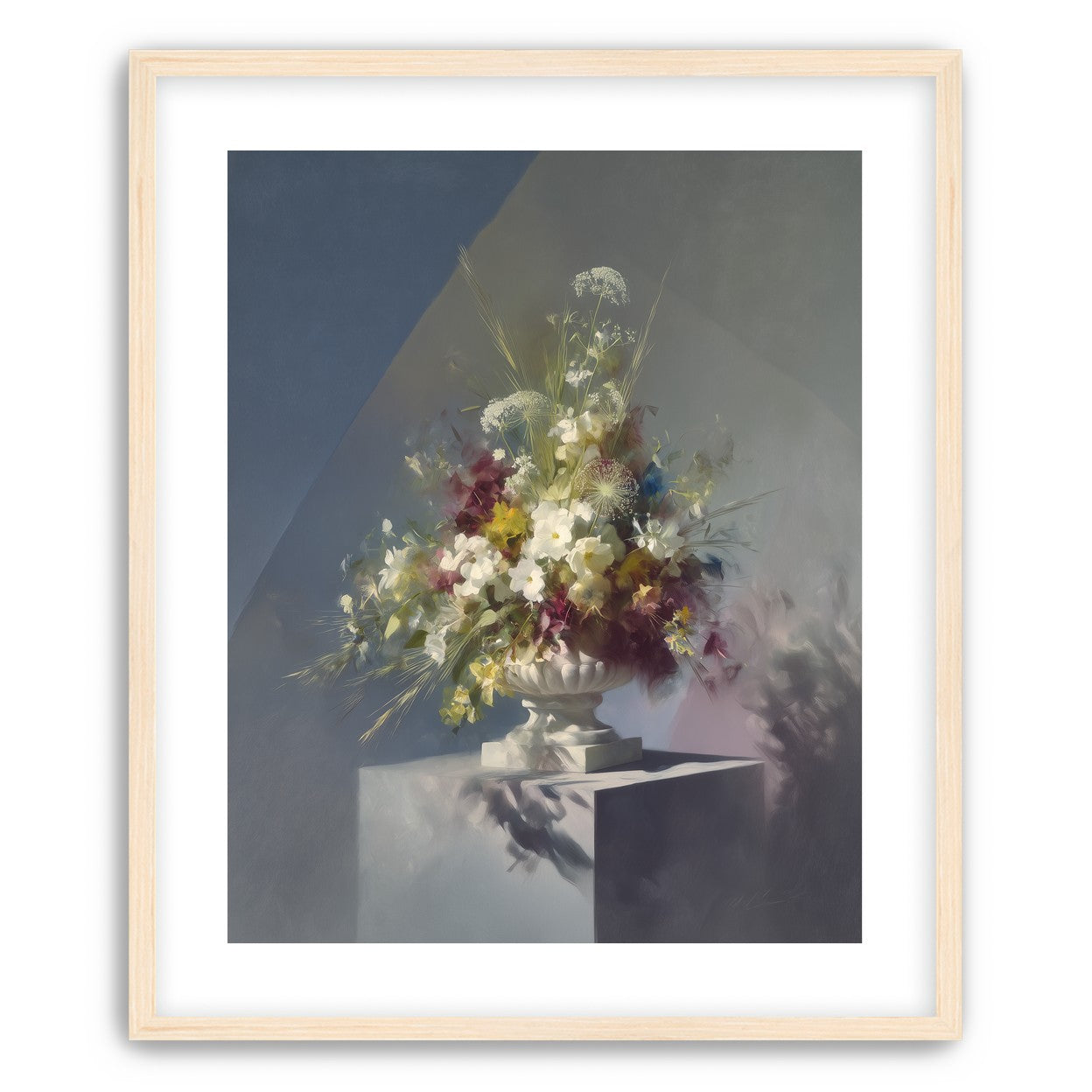 White urn within angled light