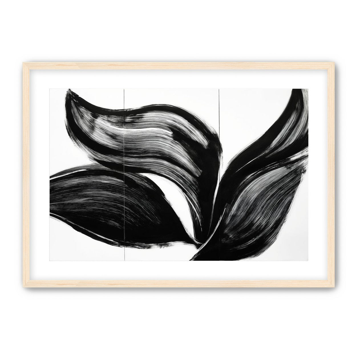 Three petals in black ink