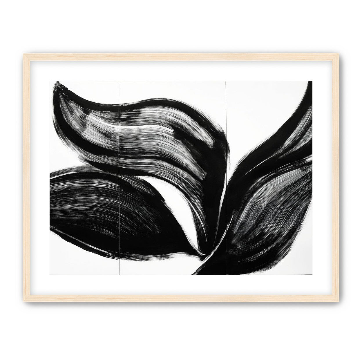 Three petals in black ink