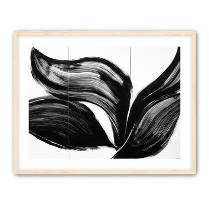 Three petals in black ink