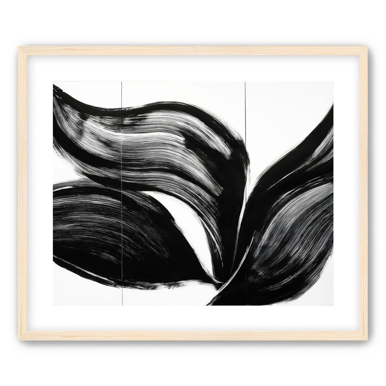 Three petals in black ink