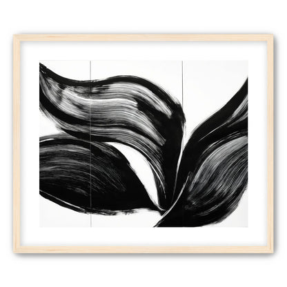 Three petals in black ink
