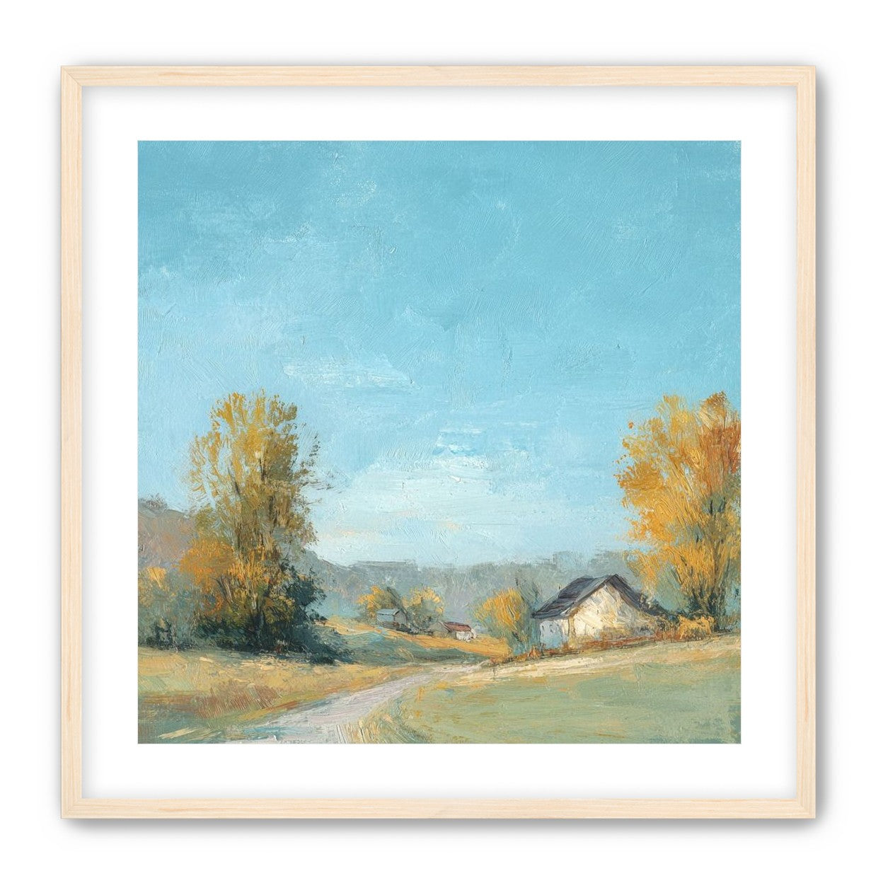 Blue sky over the farmhouse