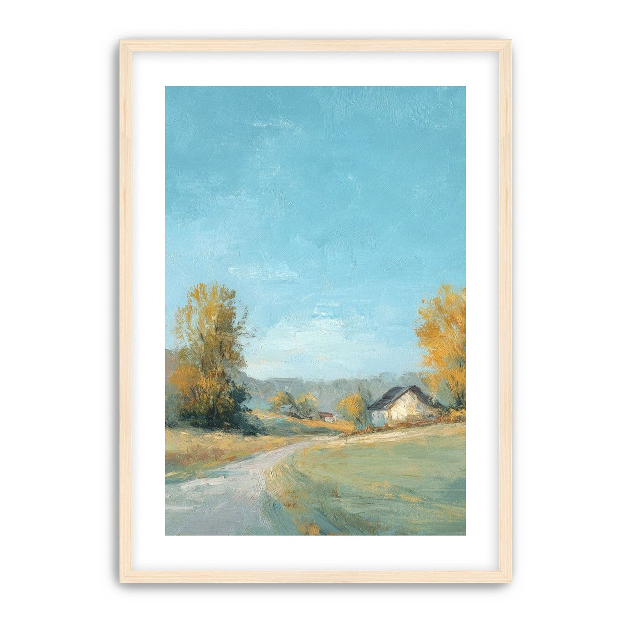 Blue sky over the farmhouse