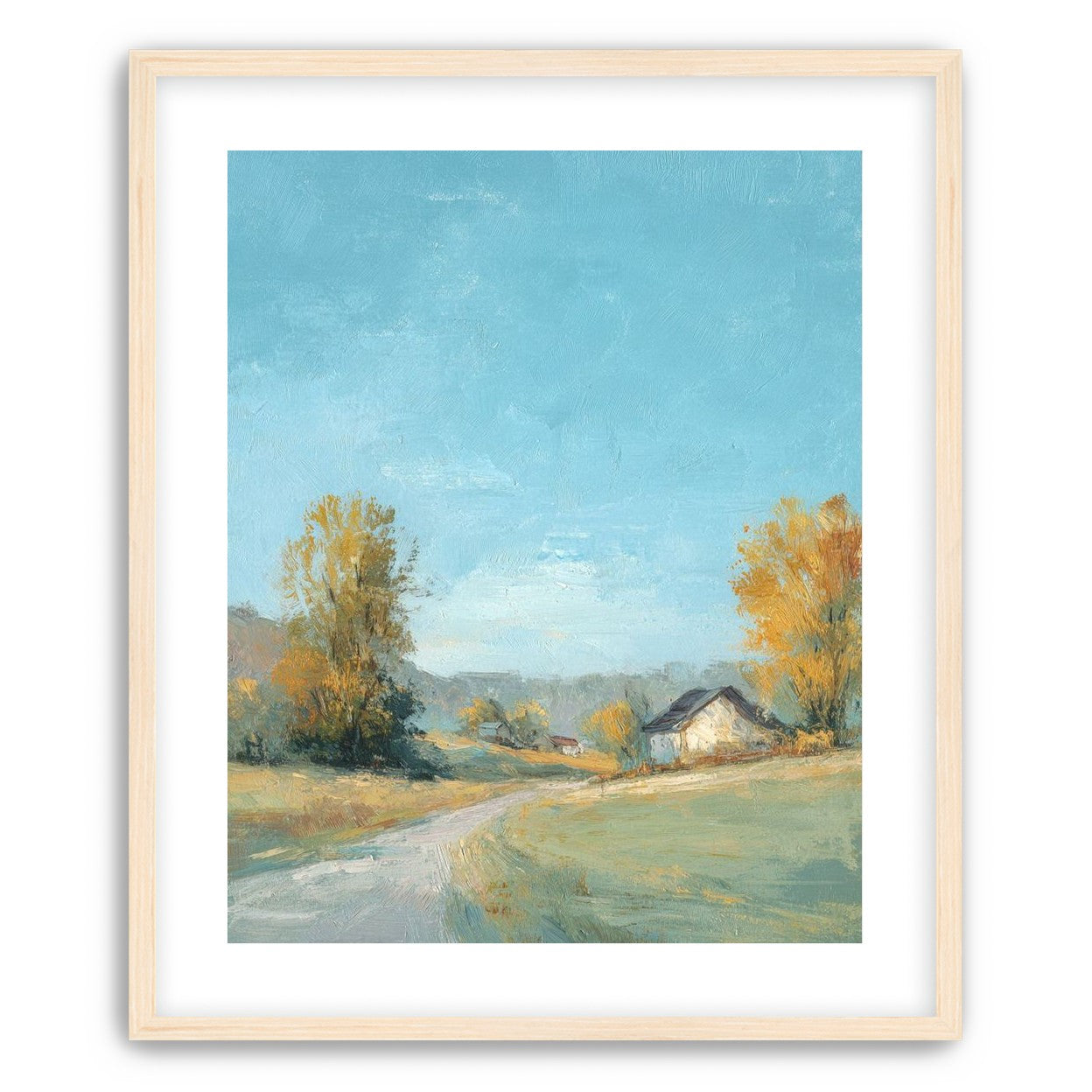 Blue sky over the farmhouse