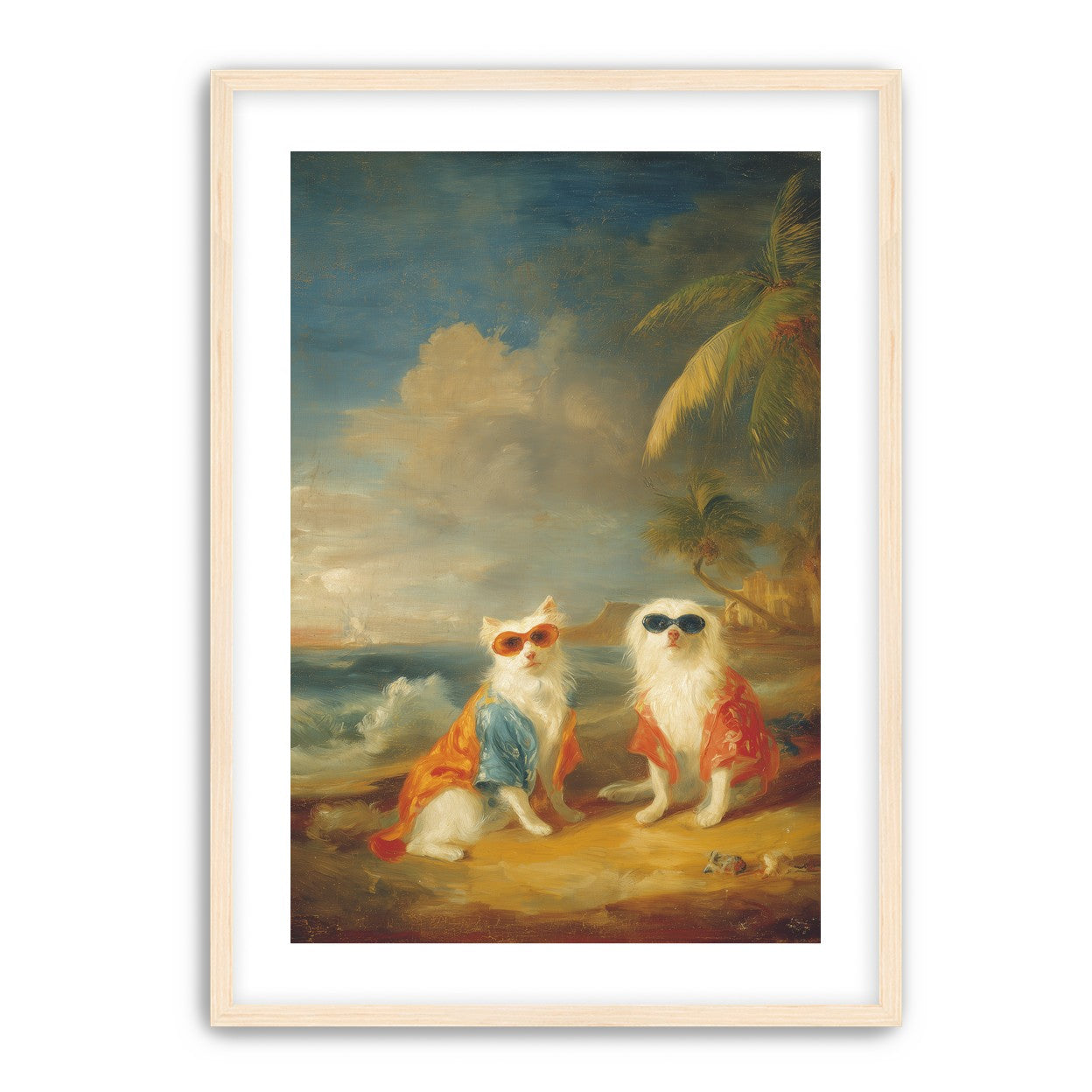 Sunglasses cats on the beach