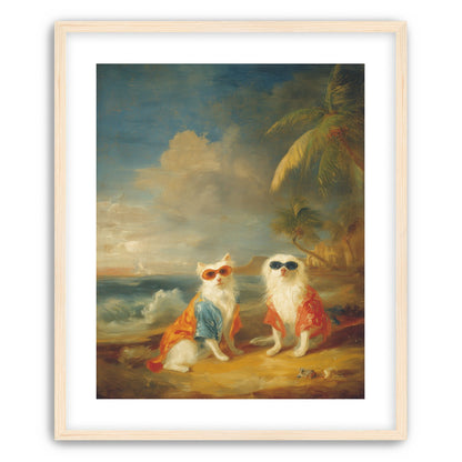 Sunglasses cats on the beach