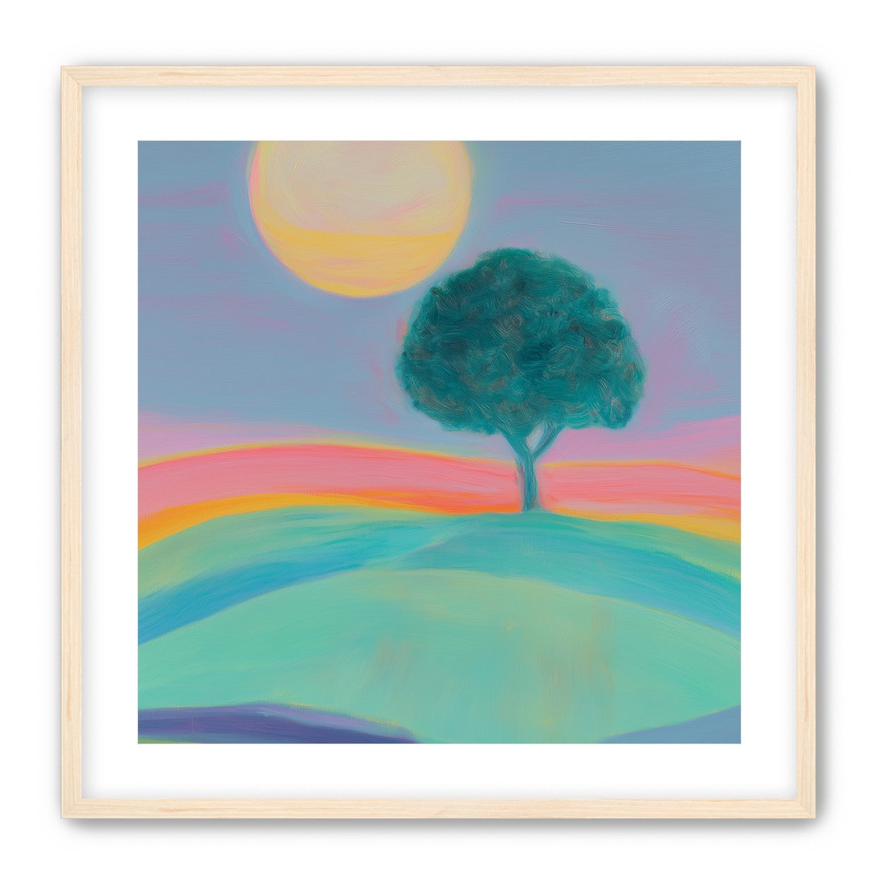 The sun behind the tree