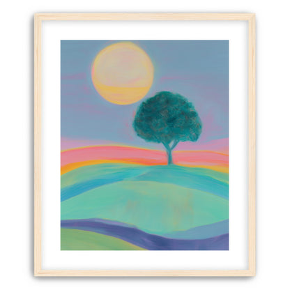 The sun behind the tree