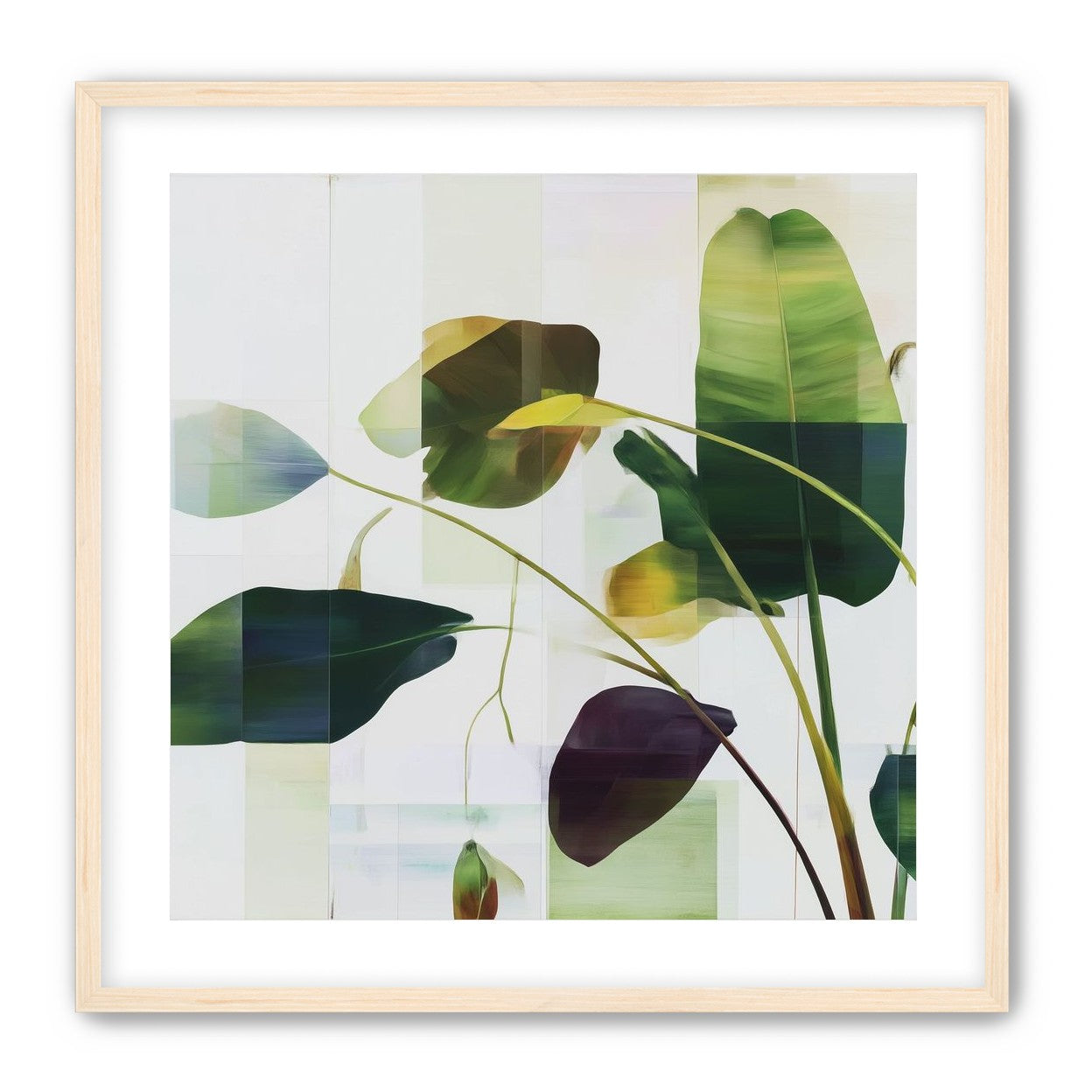 Stems crossing the pale grid