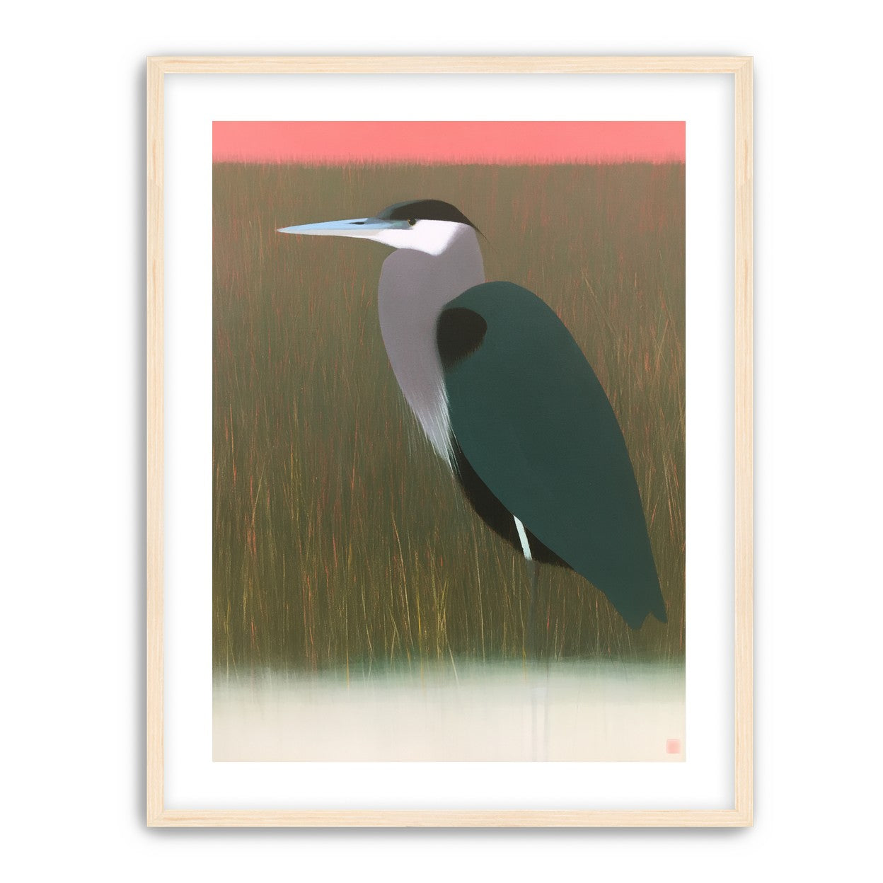Heron in pink dusk