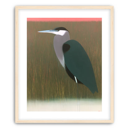 Heron in pink dusk