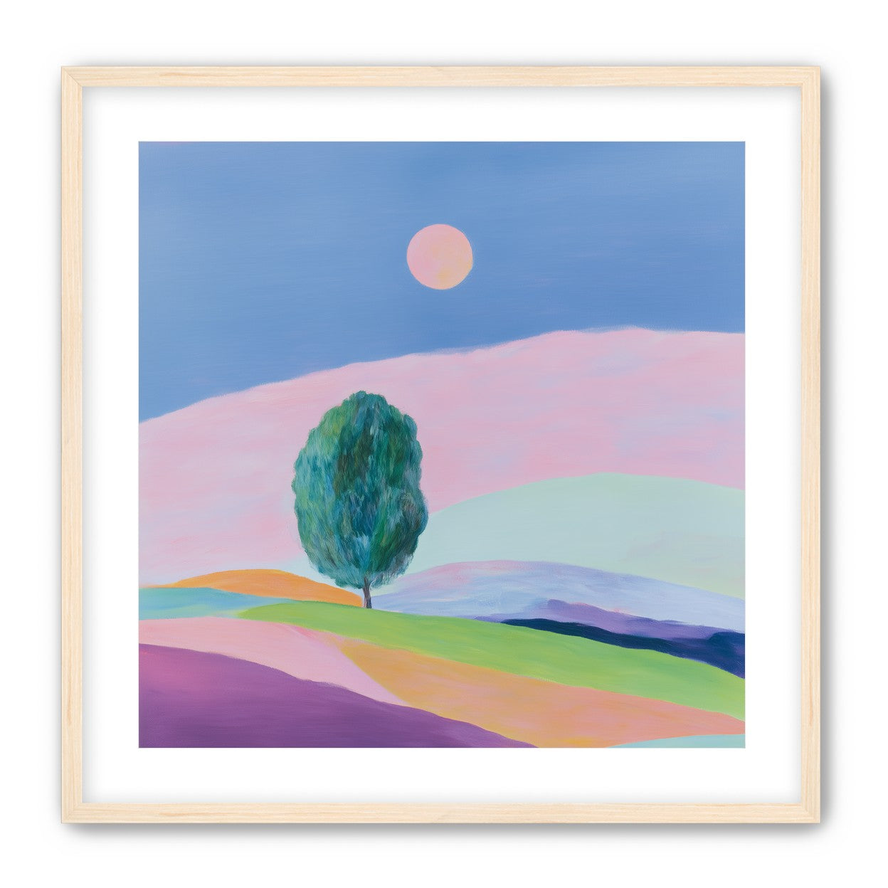 A pale sun above hills