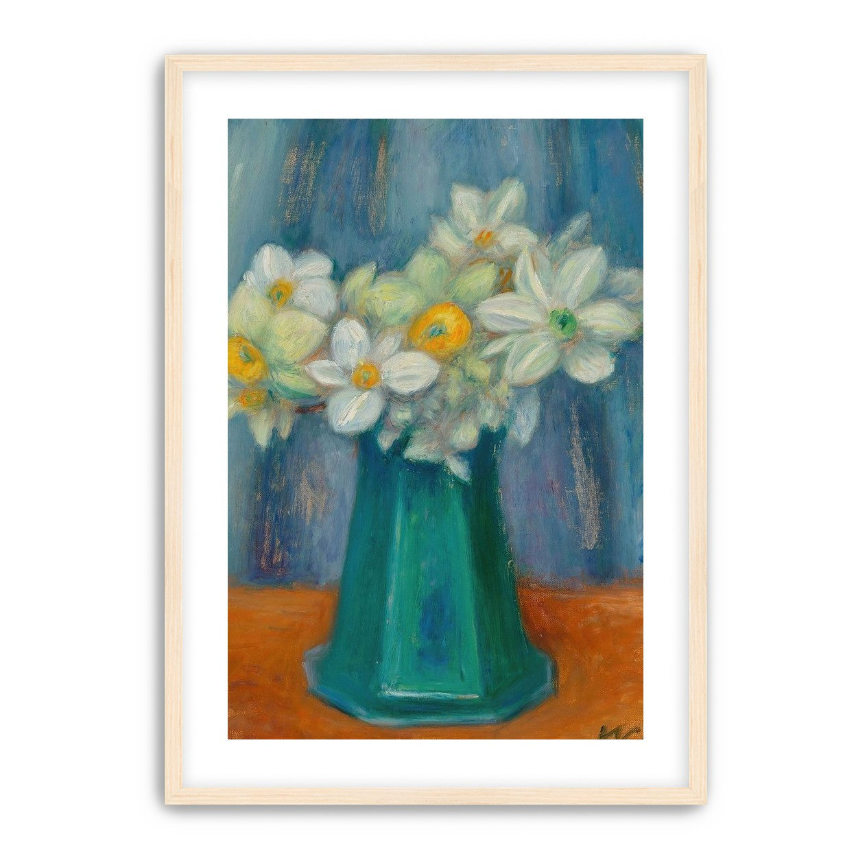 Daisies in green glass