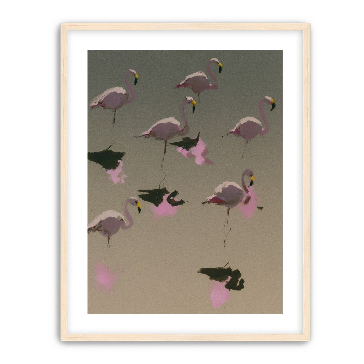 Flamingos in still water
