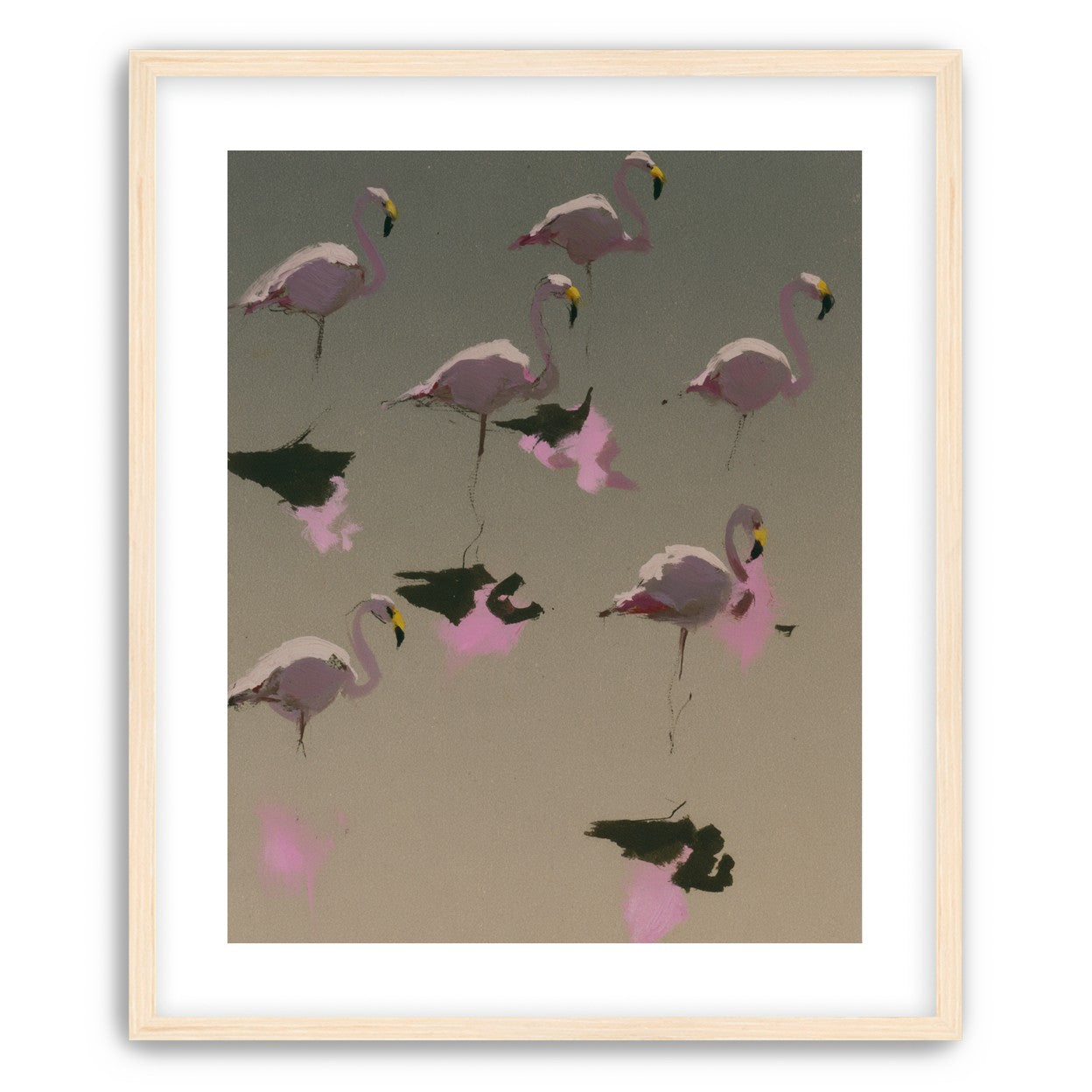 Flamingos in still water