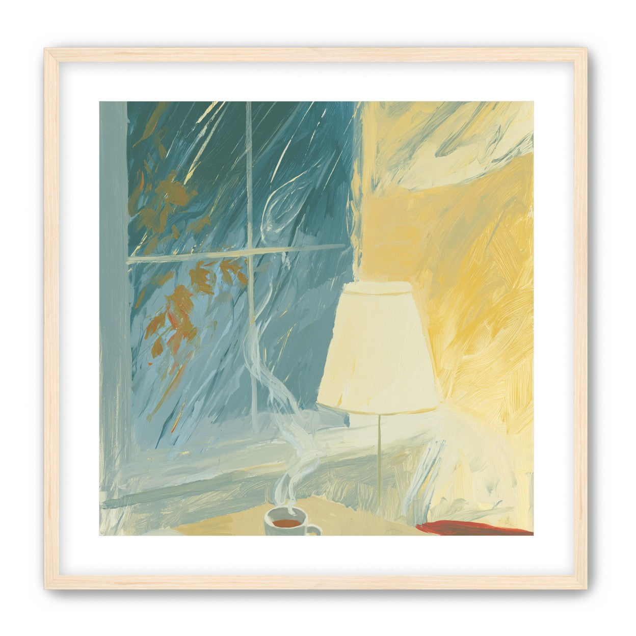 Steam against the rainy window