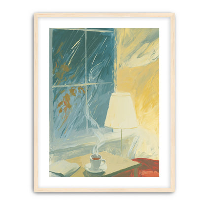 Steam against the rainy window