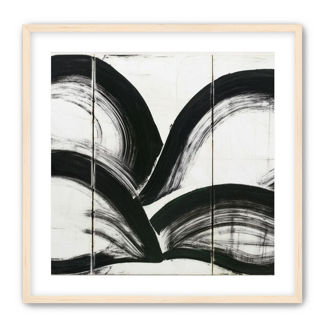 Black arcs across white panels