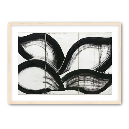 Black arcs across white panels