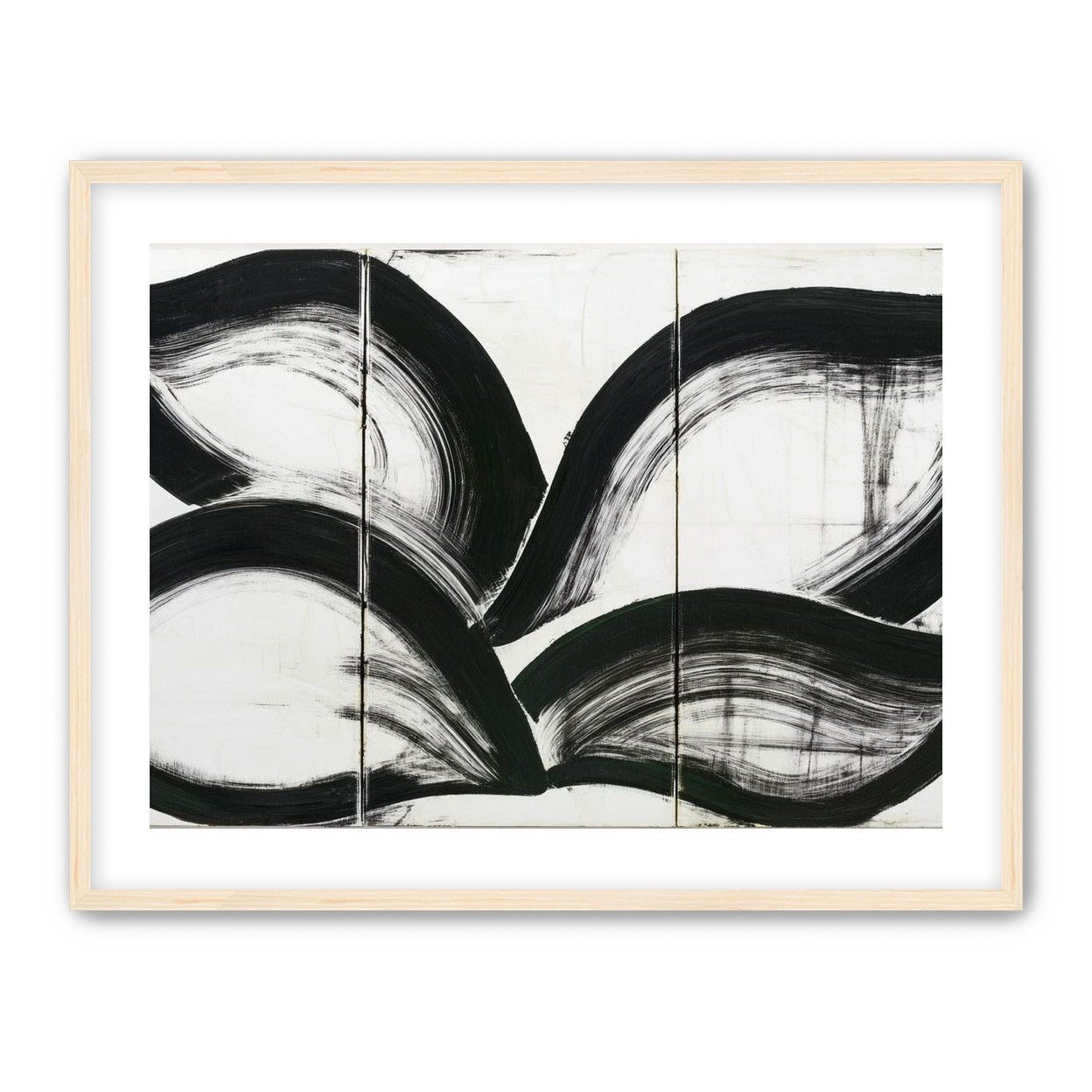 Black arcs across white panels