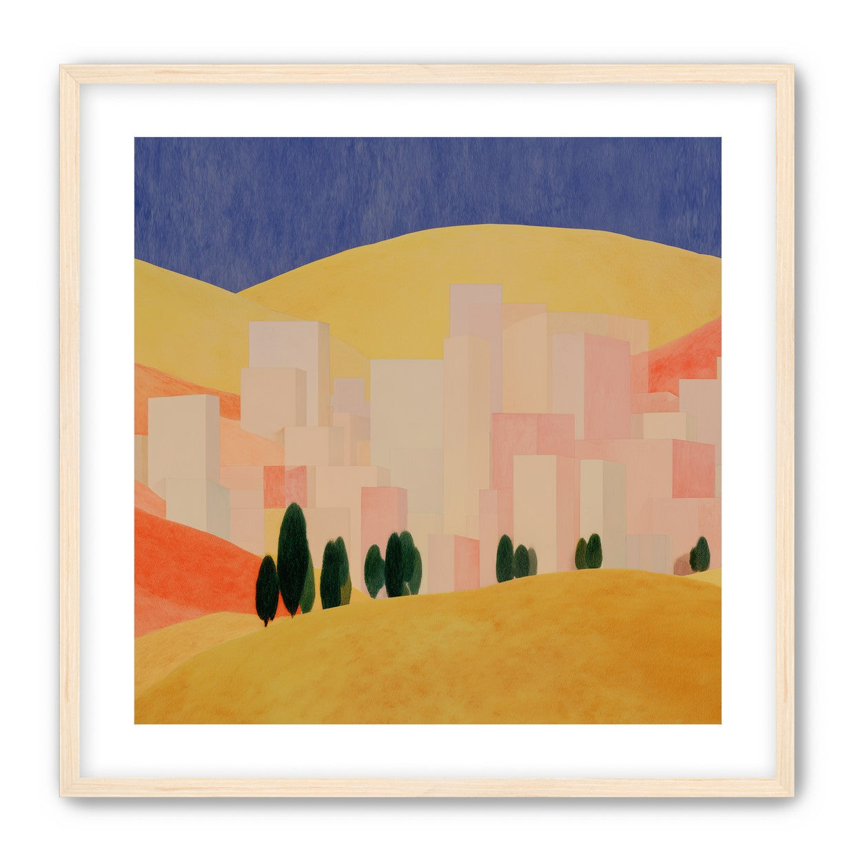 Blue sky over peach city