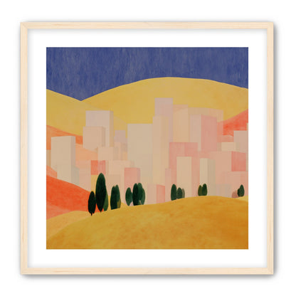 Blue sky over peach city