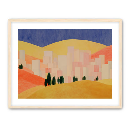 Blue sky over peach city