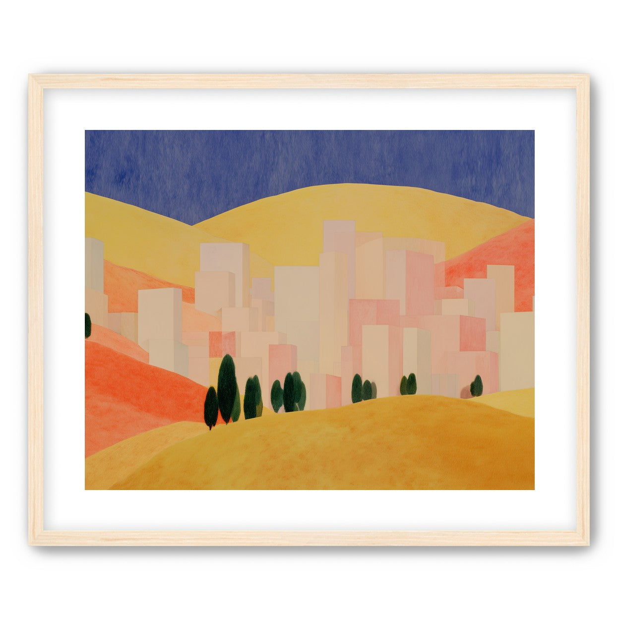 Blue sky over peach city