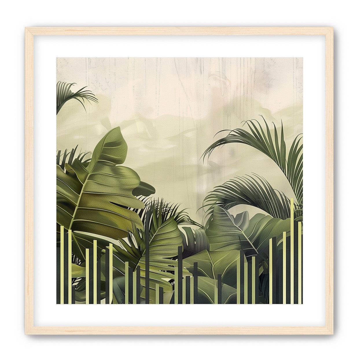 Pale sky over green fronds