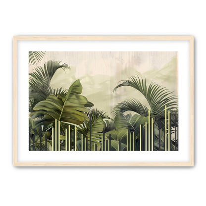 Pale sky over green fronds