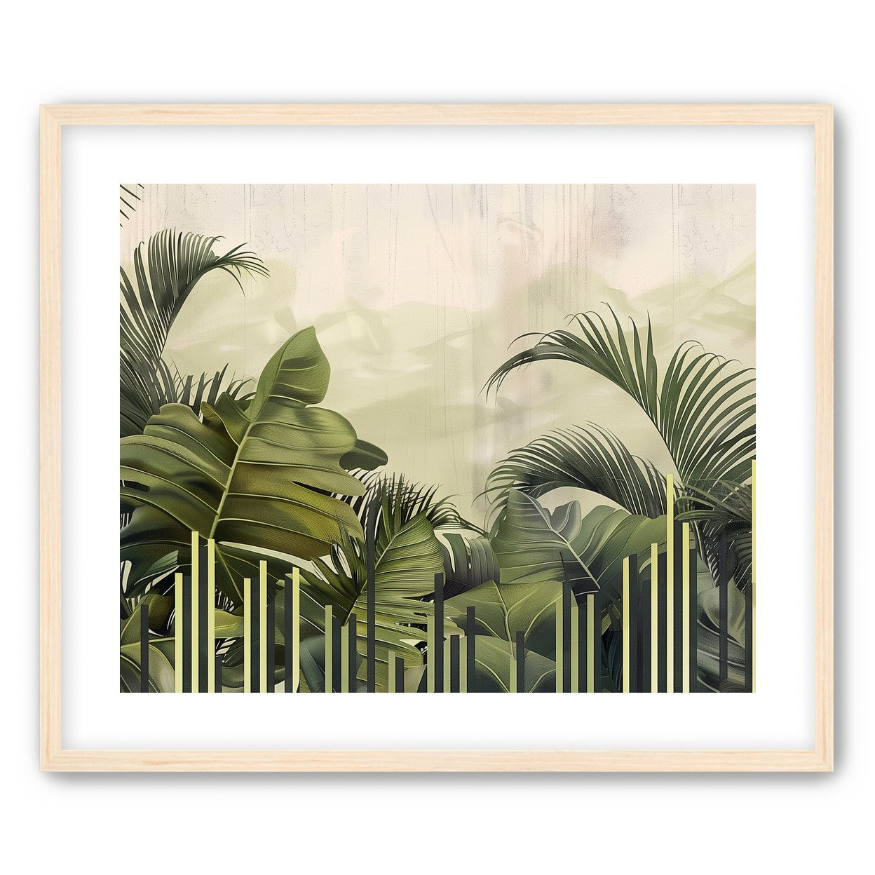 Pale sky over green fronds