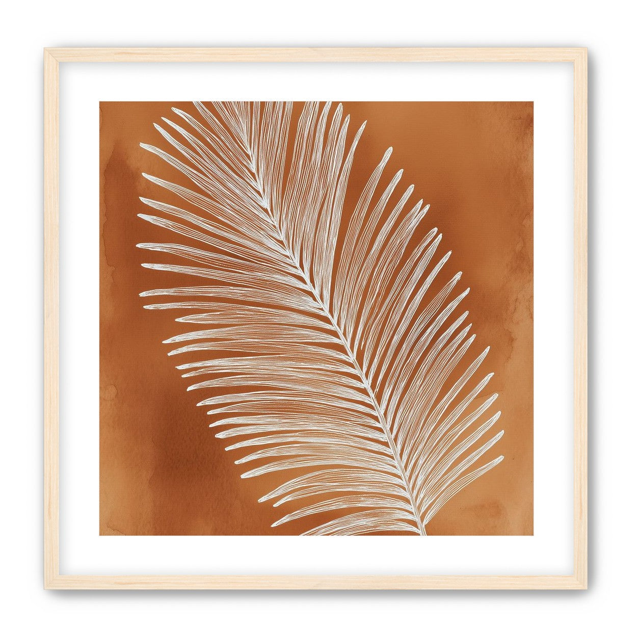 Palm frond in white ink