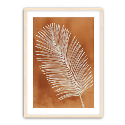 Palm frond in white ink