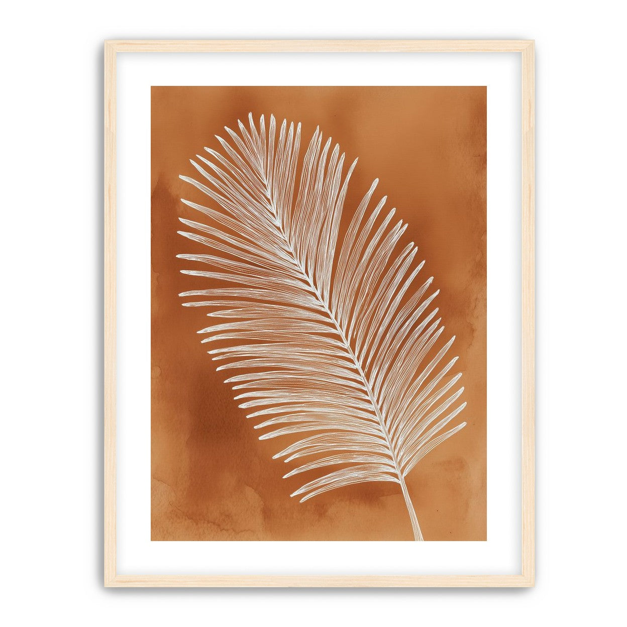 Palm frond in white ink