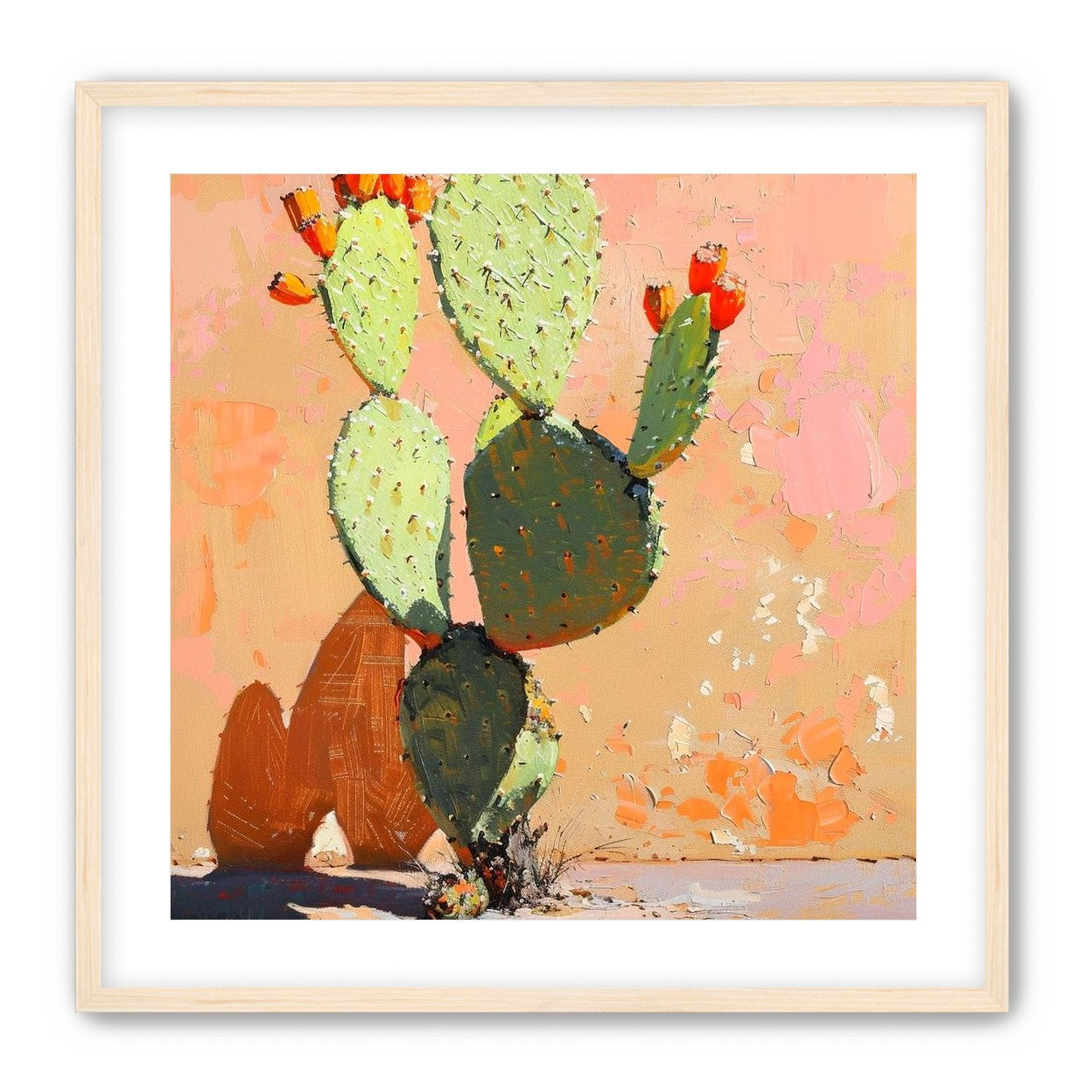 Prickly pear in sunlit plaster