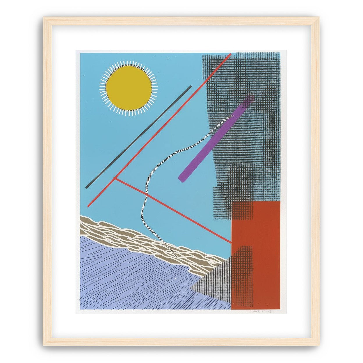 Yellow disc and crossed lines