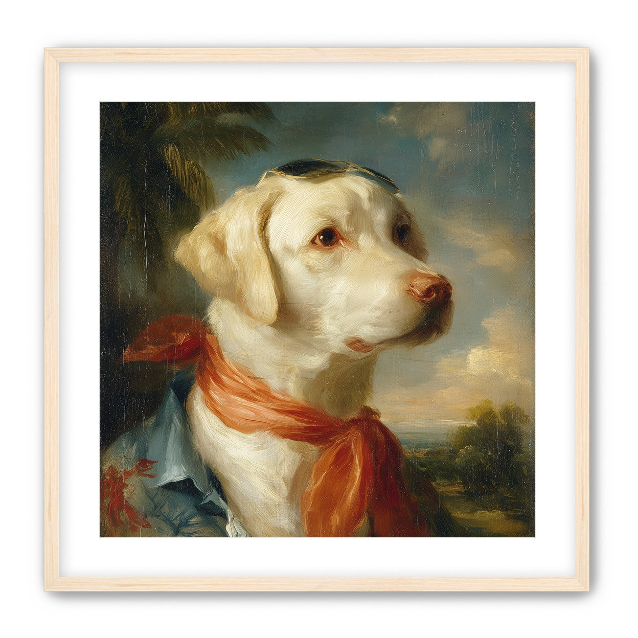 White dog in red scarf