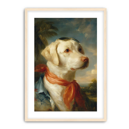 White dog in red scarf
