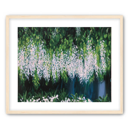 Pale blossoms in green shade