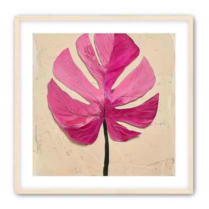 Pink leaf on plaster white