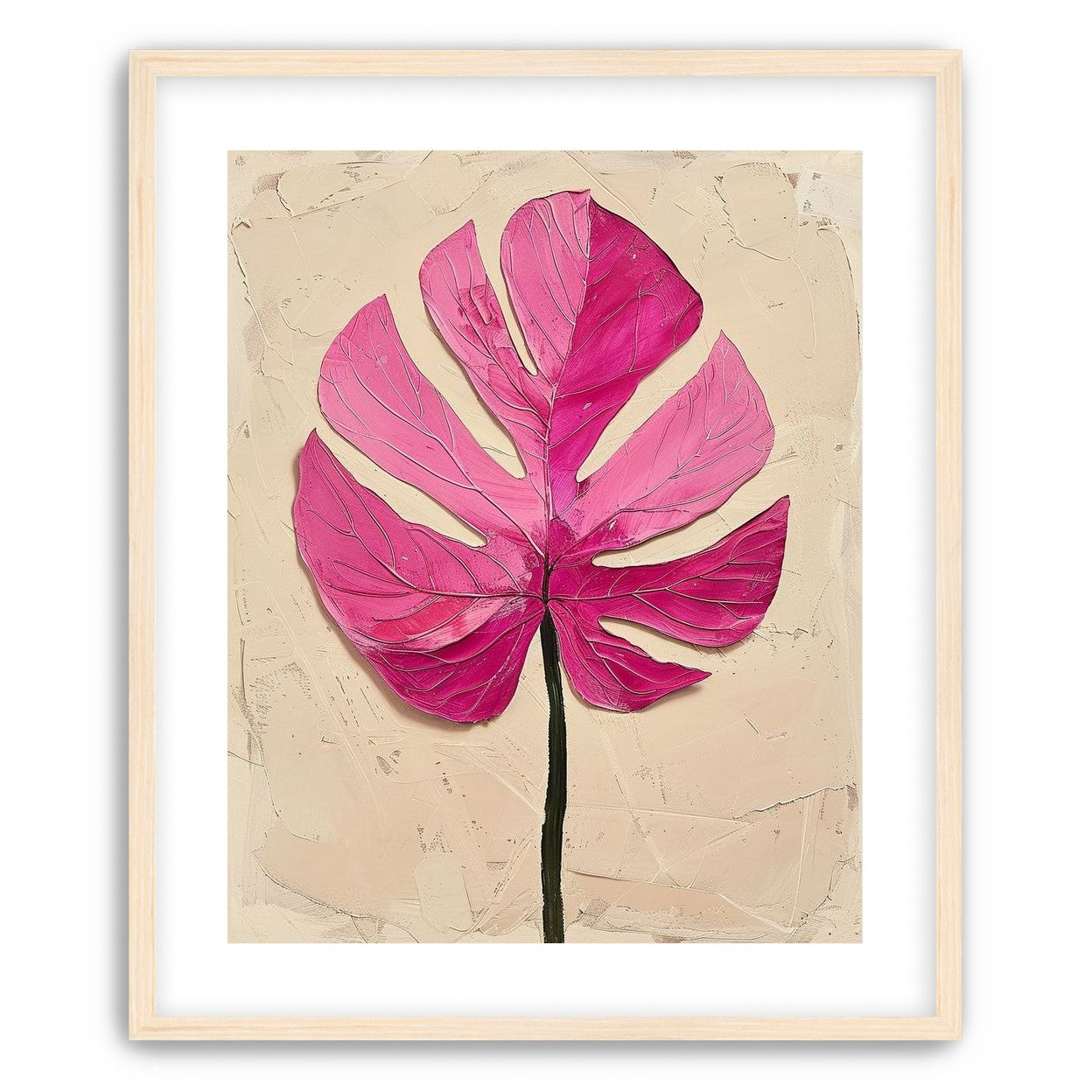 Pink leaf on plaster white