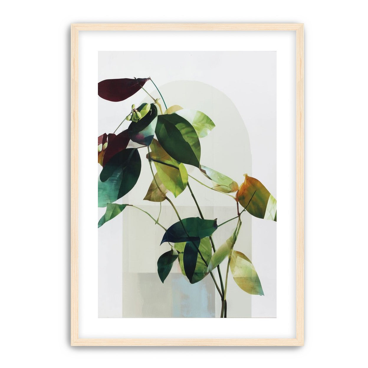 Leaves across a pale arch