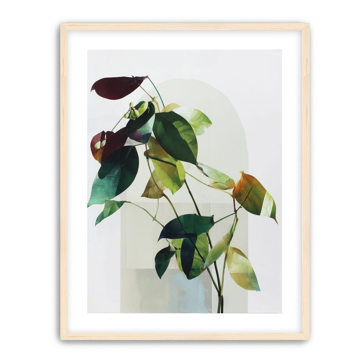 Leaves across a pale arch