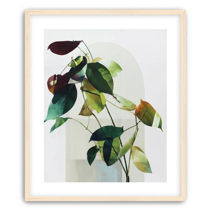Leaves across a pale arch