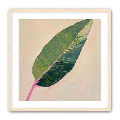 Green leaf with pink spine