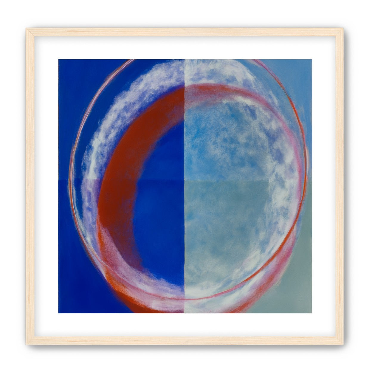 Red rim on divided blue