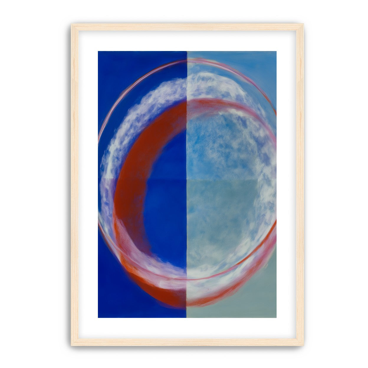 Red rim on divided blue