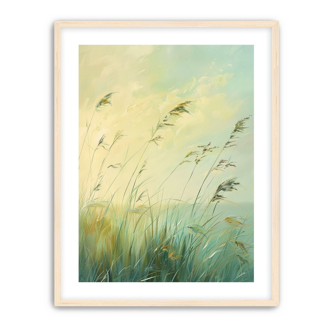 Windbent beach grass sky