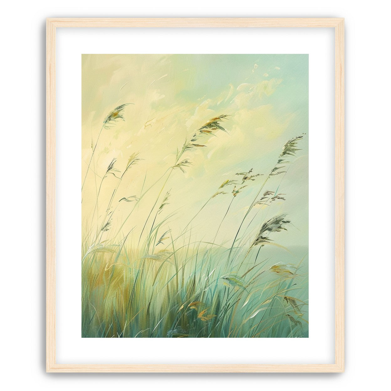 Windbent beach grass sky
